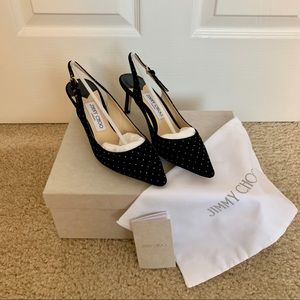Jimmy Choo Erin Glittered Velvet Slingback Pumps